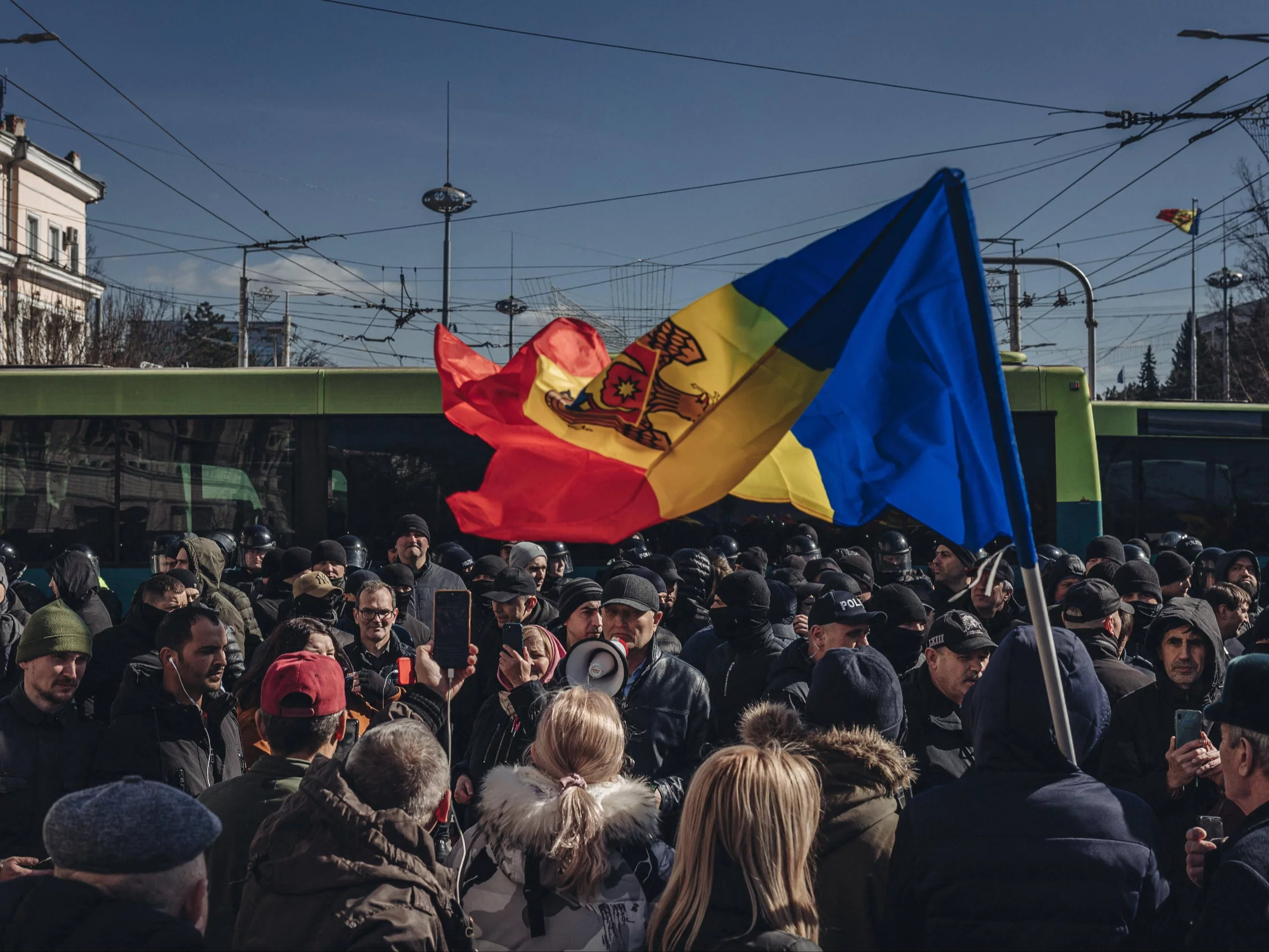 Kiszyniów, Mołdawia, 12.03.2023; protest przeciw drożyźnie, zorganizowany przez populistyczną partię Szor