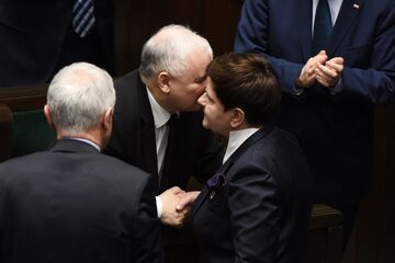 Jarosław Kaczyński i Beata Szydło w Sejmie