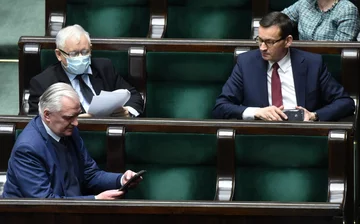 Jarosław Kaczyński, Mateusz Morawiecki i Jarosław Gowin