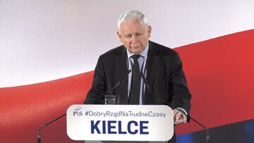 Jarosław Kaczyński na spotkaniu z wyborcami w Kielcach.