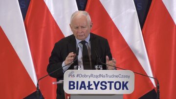 Jarosław Kaczyński na spotkaniu z wyborcami z Białymstoku.