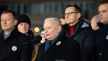 Jarosław Kaczyński podczas styczniowego „protestu wolnych Polaków”
