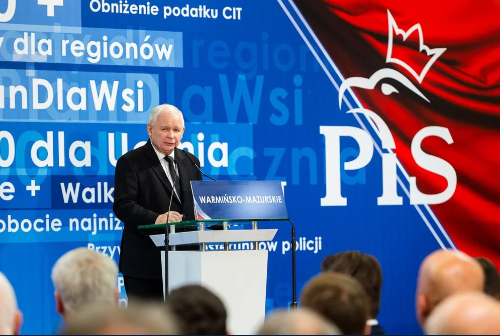 Jarosław Kaczyński podczas konwencji w Olsztynie