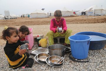 Jeden z obozów dla uchodźców pod Mosulem