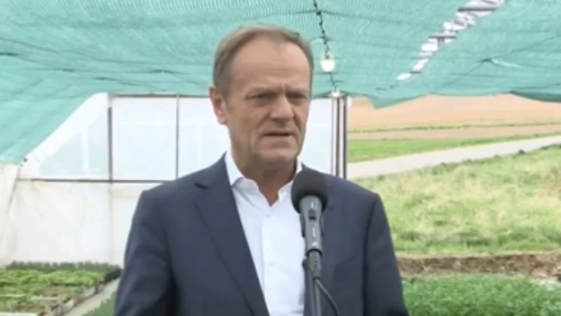 Donald Tusk na konferencji prasowej na Podkarpaciu