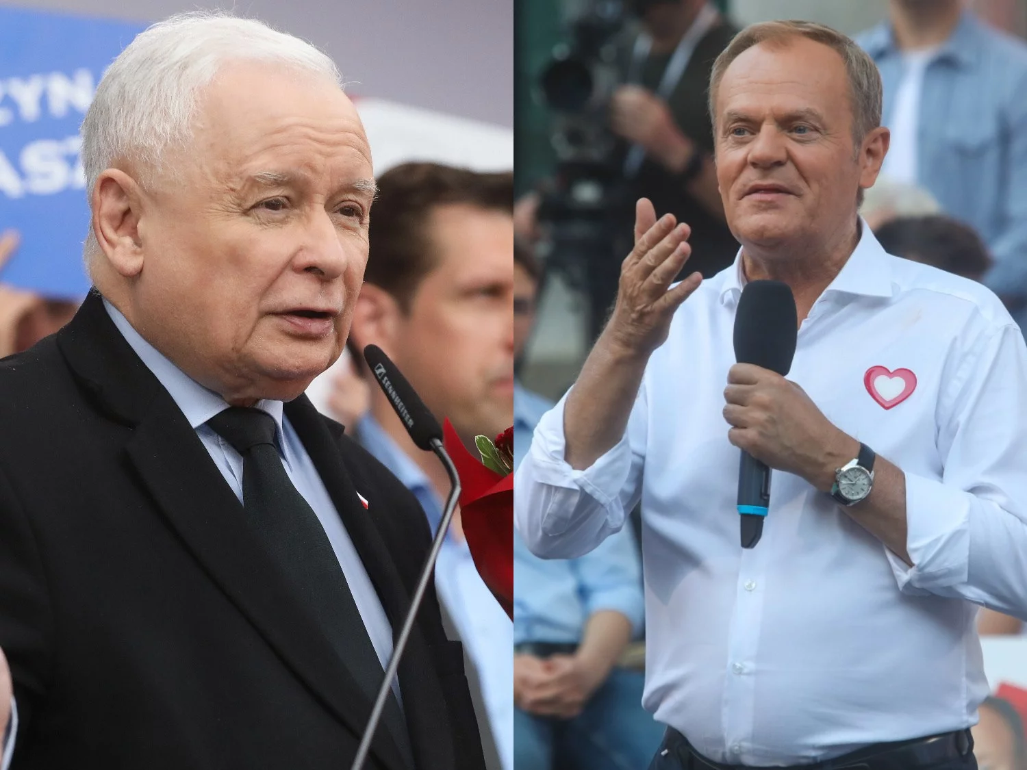 Prezes PiS Jarosław Kaczyński, premier Donald Tusk