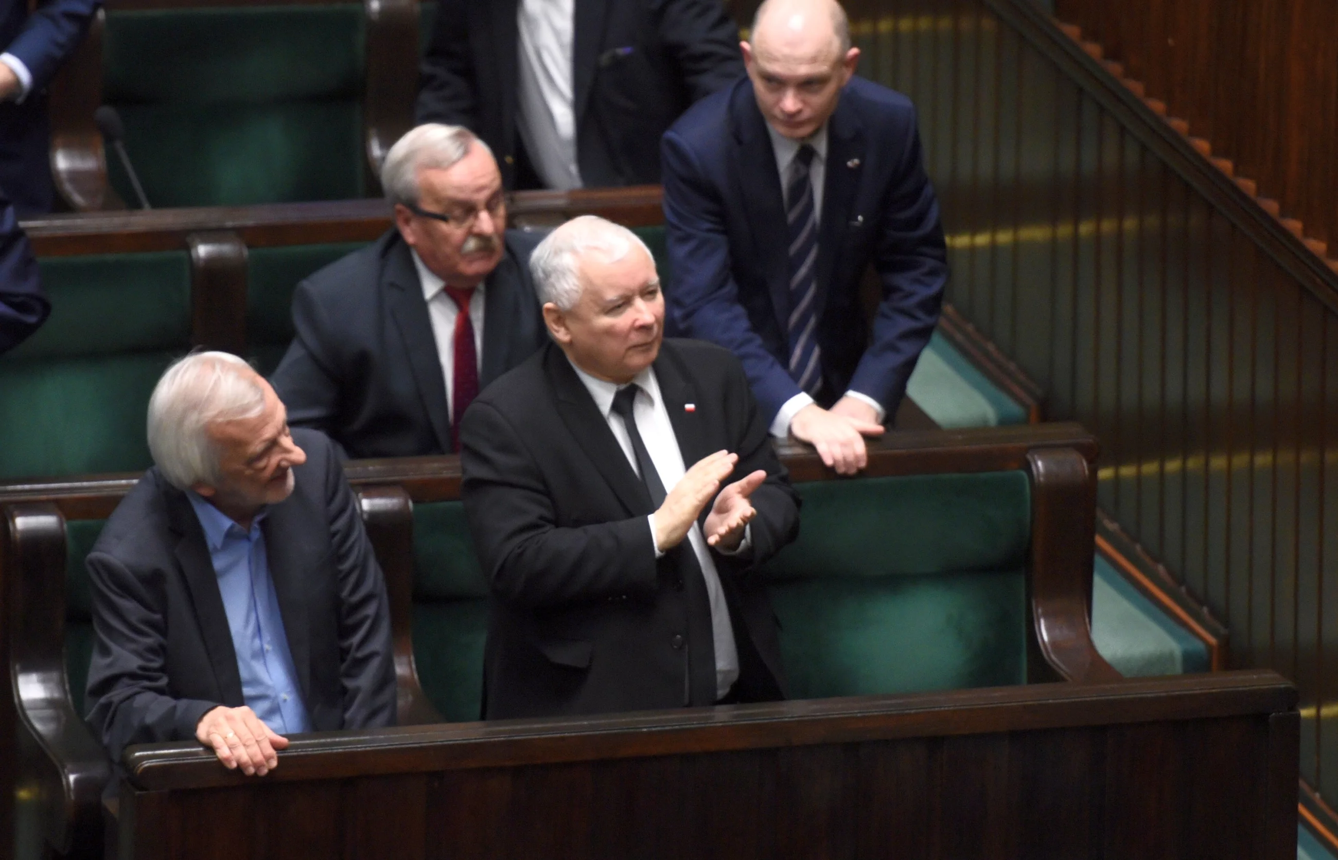 Jarosław Kaczyński, prezes PiS. Obok wicemarszałek Sejmu Ryszard Terlecki