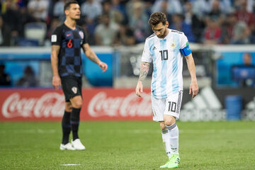 Kadr z meczu Argentyna - Chorwacja