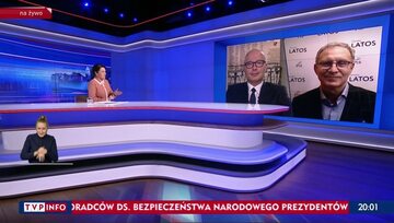 Kadr z programu „Gość Wiadomości” w TVP Info