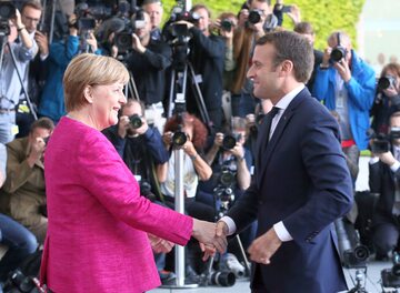 Kanclerz Niemiec Angela Merkel i prezydent Francji Emmanuel Macron