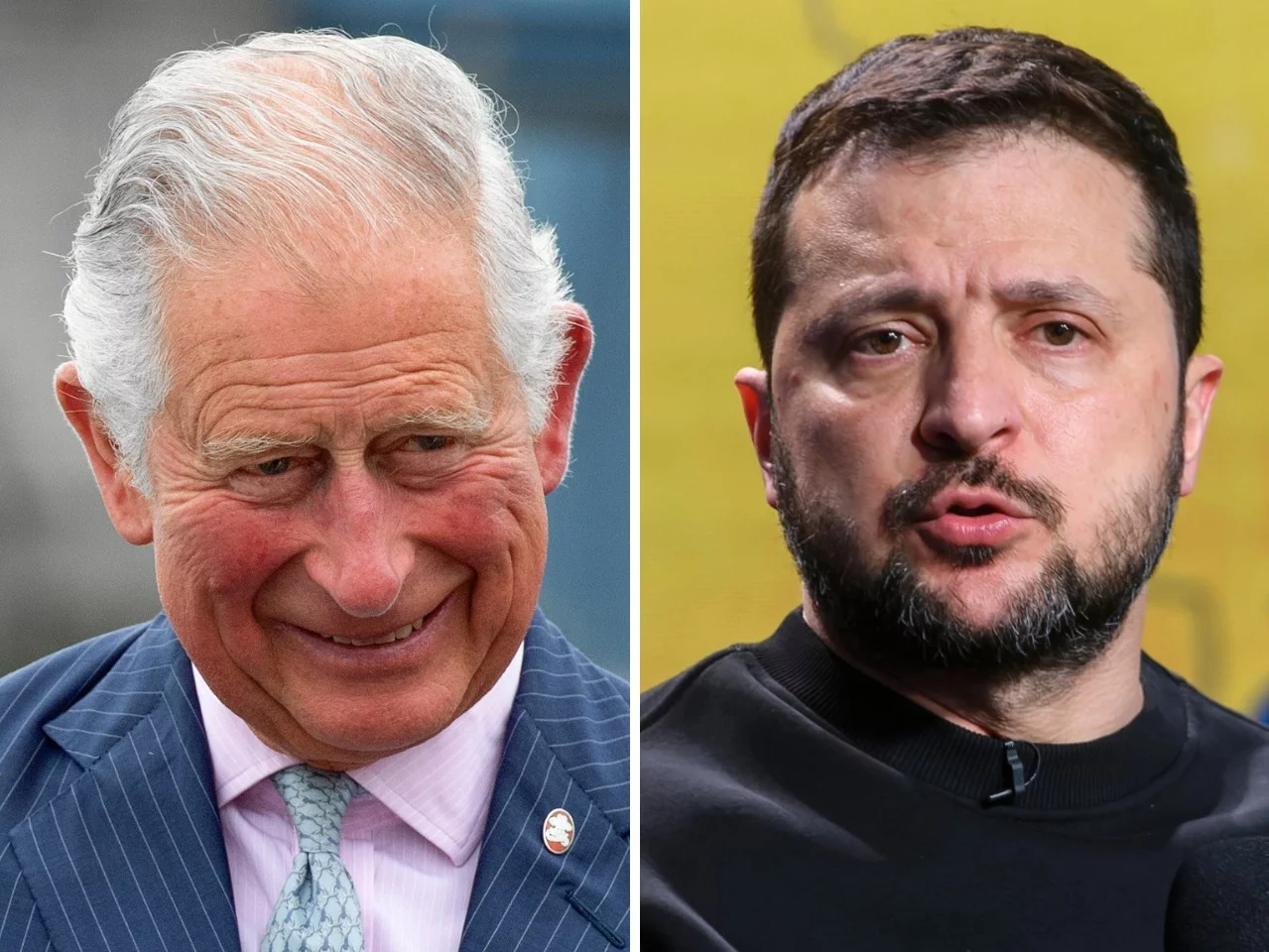 Król Karol III i prezydent Wołodymyr Zełenski