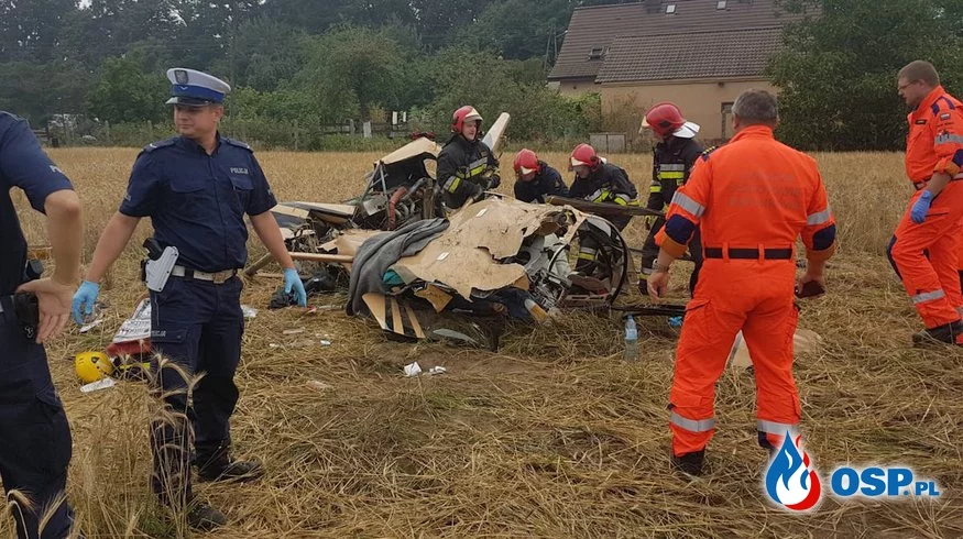 Miejsce katastrofy śmigłowca na Opolszczyźnie