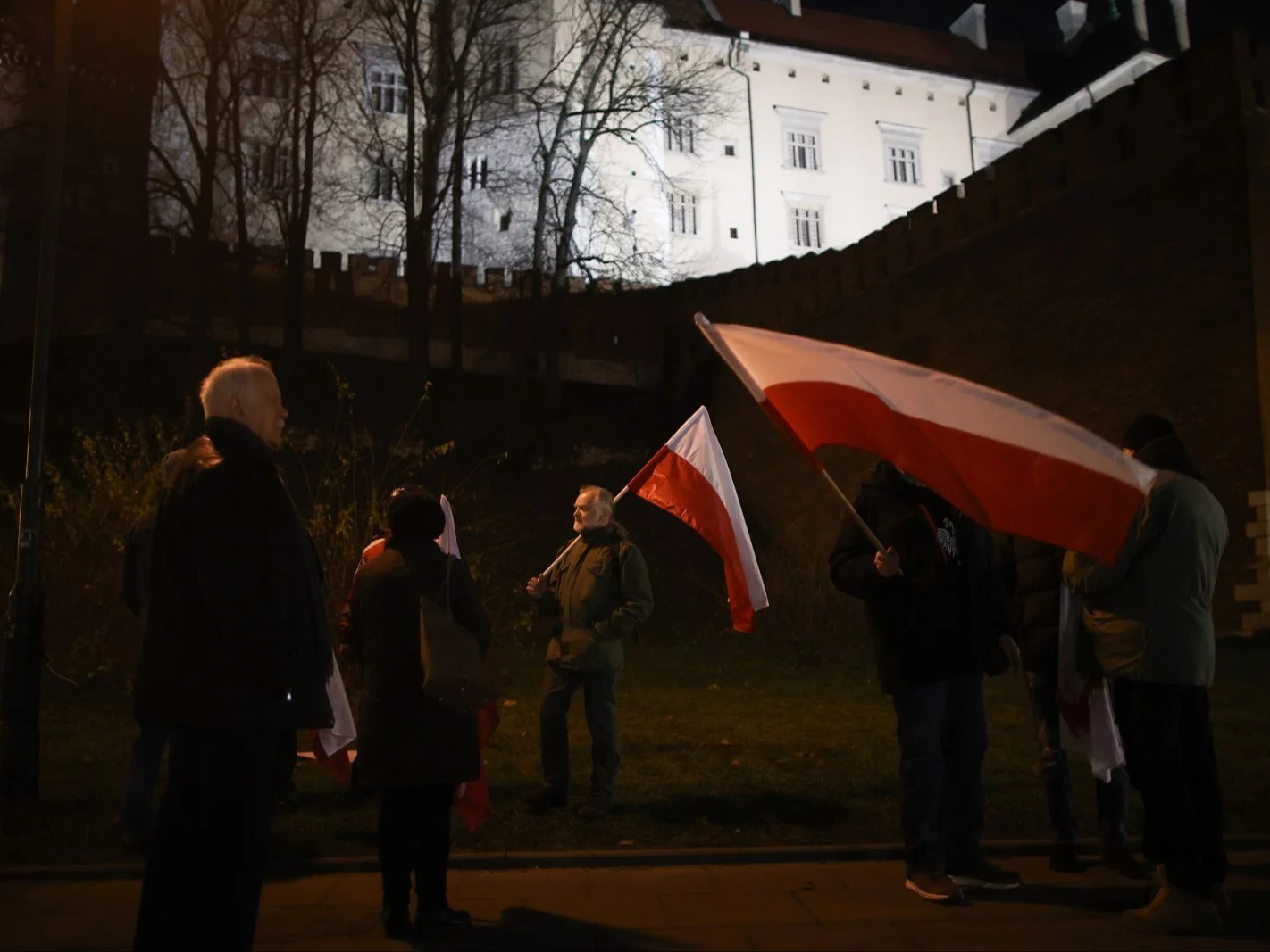 Manifestacja przed katedrą na Wawelu w Krakowie