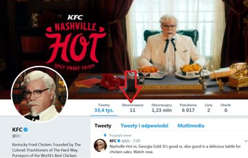 KFC obserwuje na Twitterze tylko 11 osób