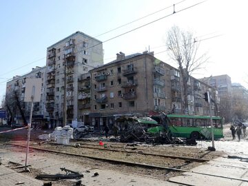 Kijów po wybuchu odłamka rosyjskiej rakiety