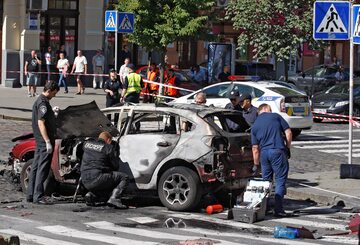 Kijów, samochód, w którym wybuchła bomba