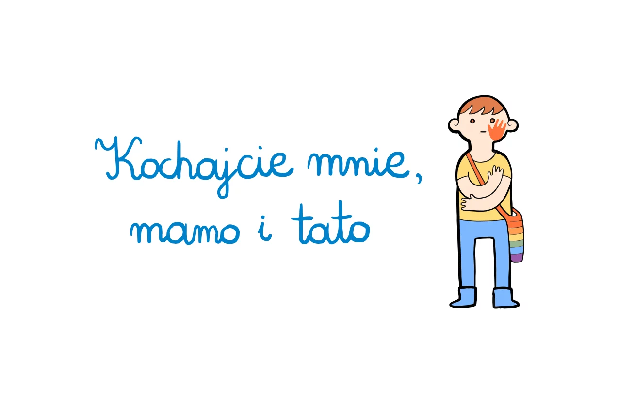 Baner „Kochajcie mnie, mamo i tato”