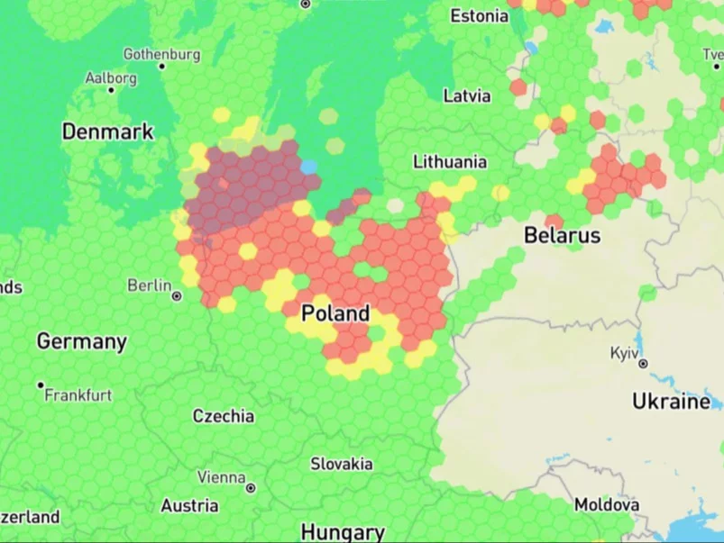 Zakłócenia sygnału GPS nad Polską, 10 stycznia