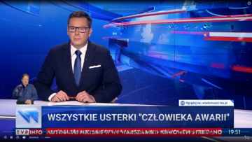 Kolejny wypadek autobusu w Warszawie. Pasek w „Wiadomościach” TVP