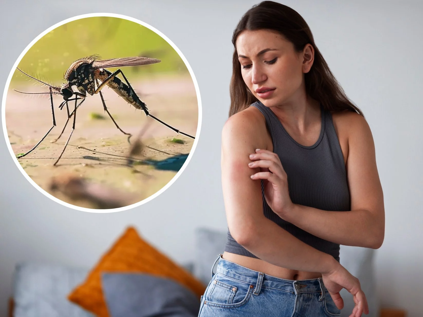 Kobieta drapie się po ugryzieniu komara