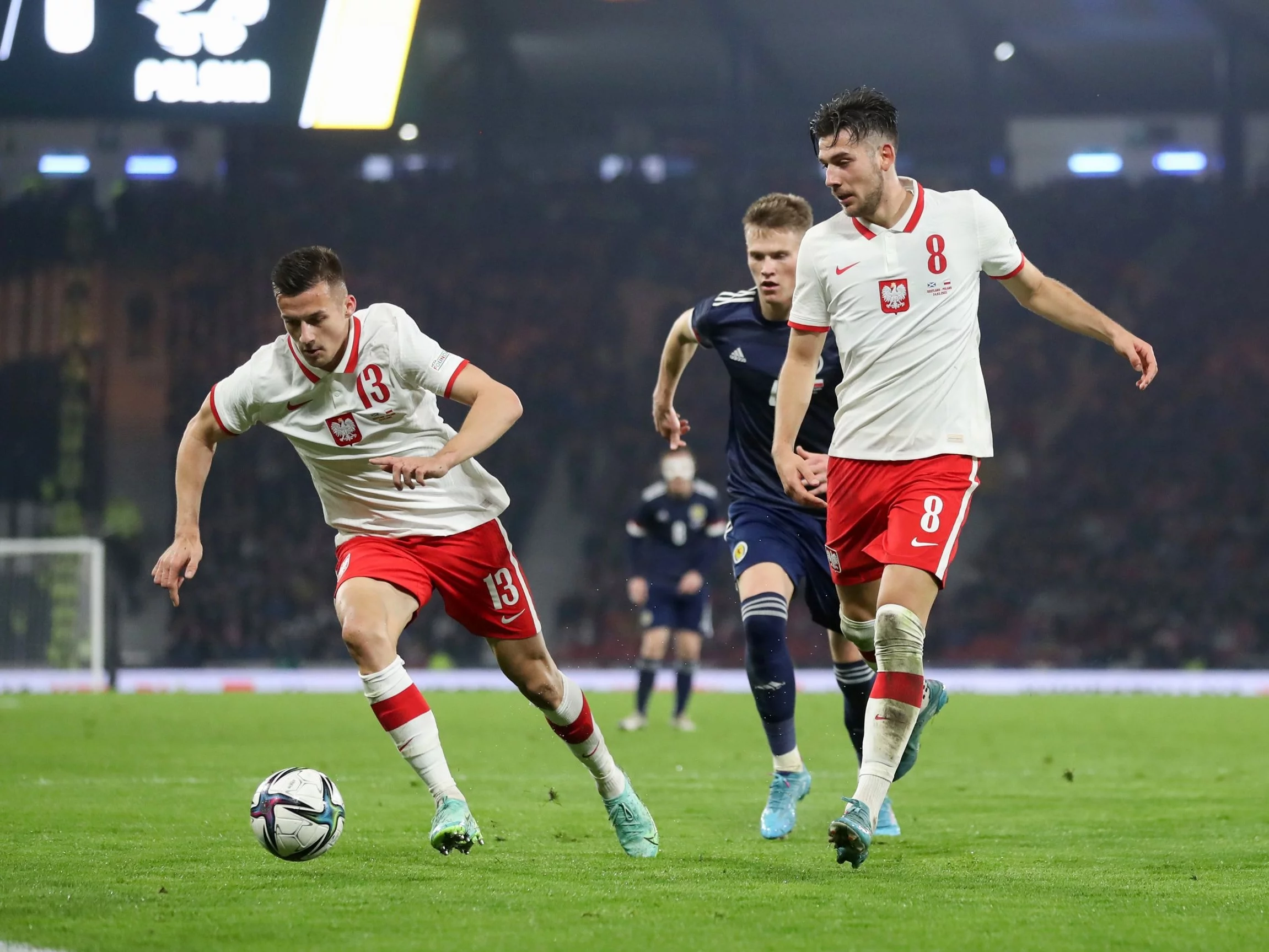 Arkadiusz Reca i Jakub Moder w meczu ze Szkocją