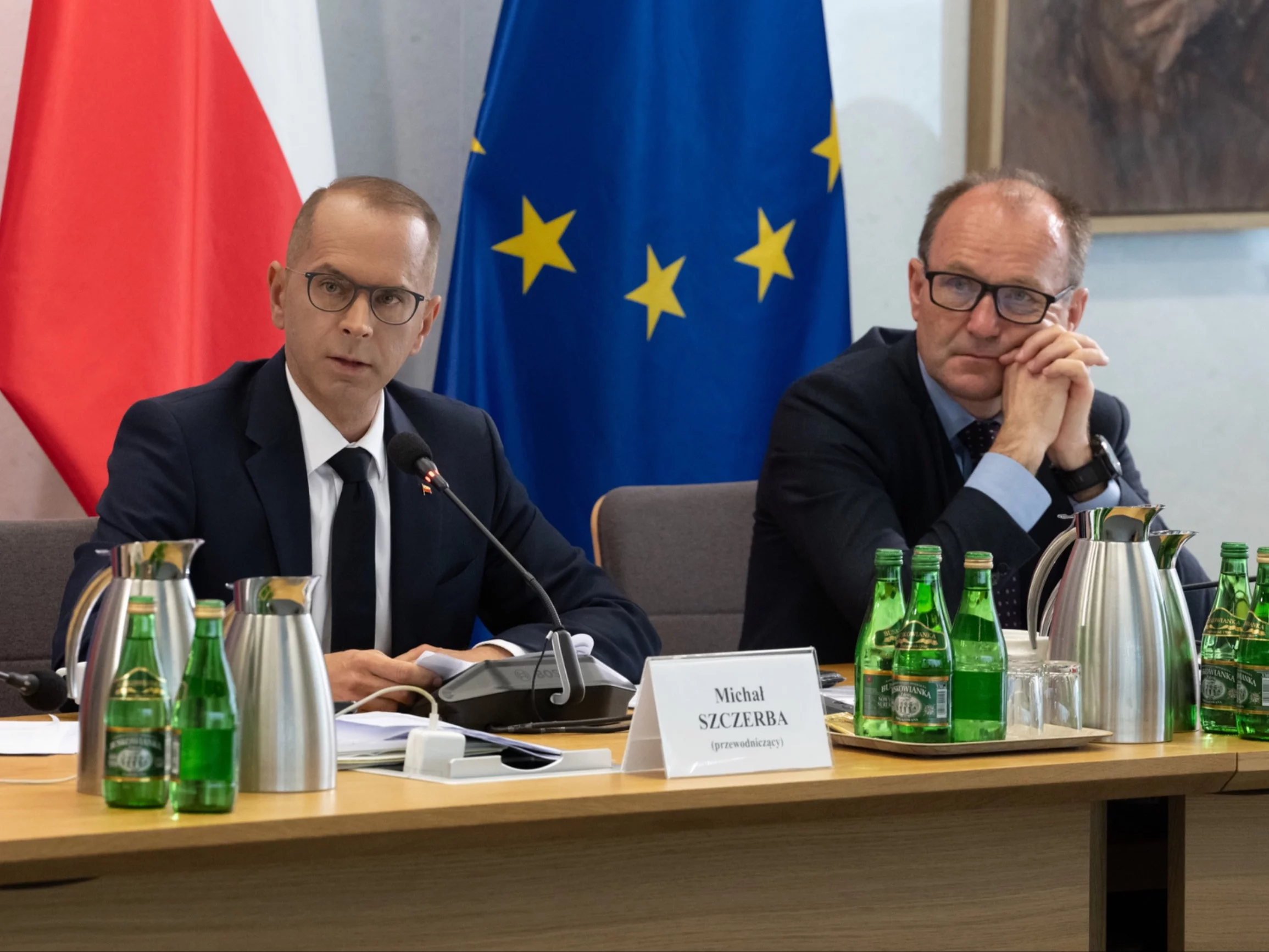 Michał Szczerba i Marek Sowa podczas posiedzenia komisji ds. afery wizowej