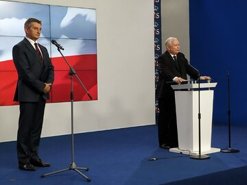 Konferencja prasowa Jarosława Kaczyńskiego i Marka Kuchcińskiego