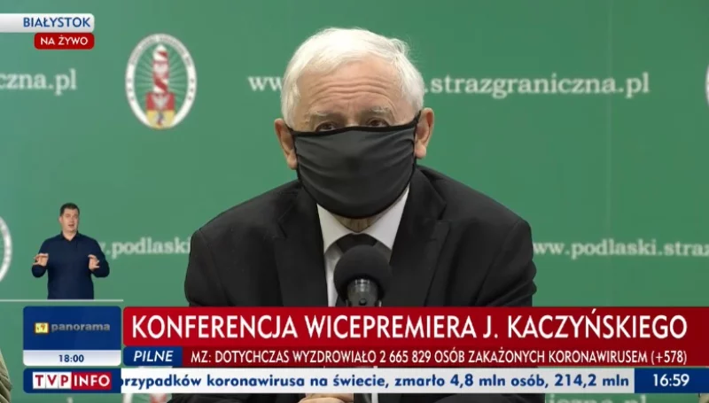 Jarosław Kaczyński na konferencji prasowej w Białymstoku