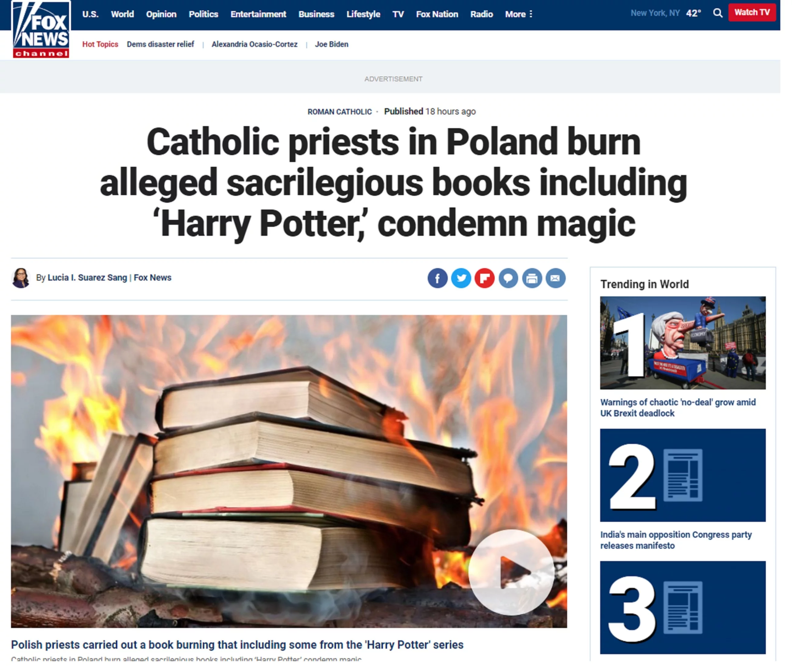 Fox News o paleniu książek w Polsce