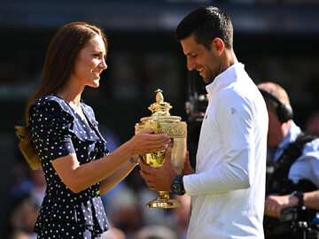 Księżna Kate i Novak Djoković podczas Wimbledonu 2022