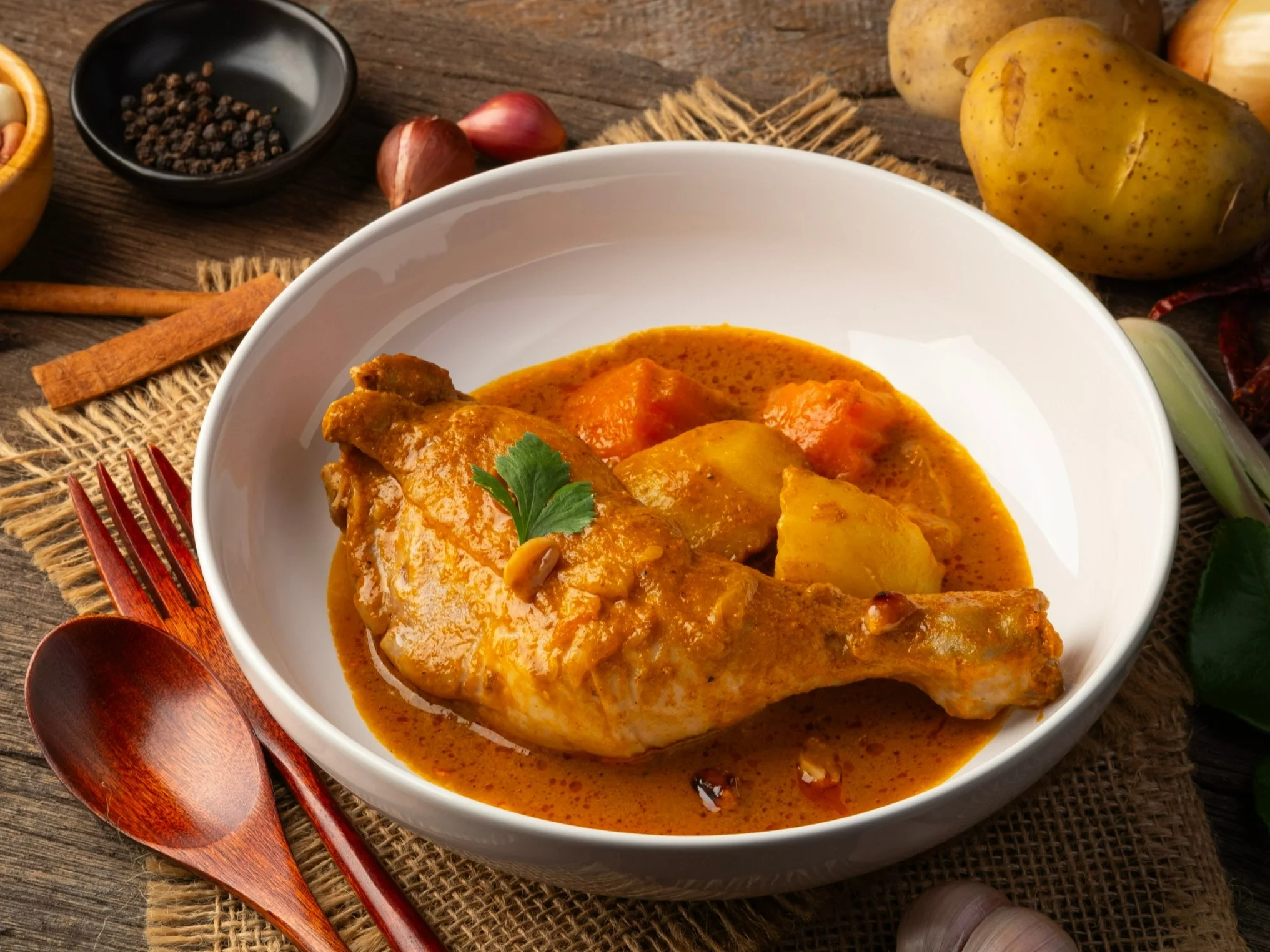 Kurczak z ziemniakami w sosie curry