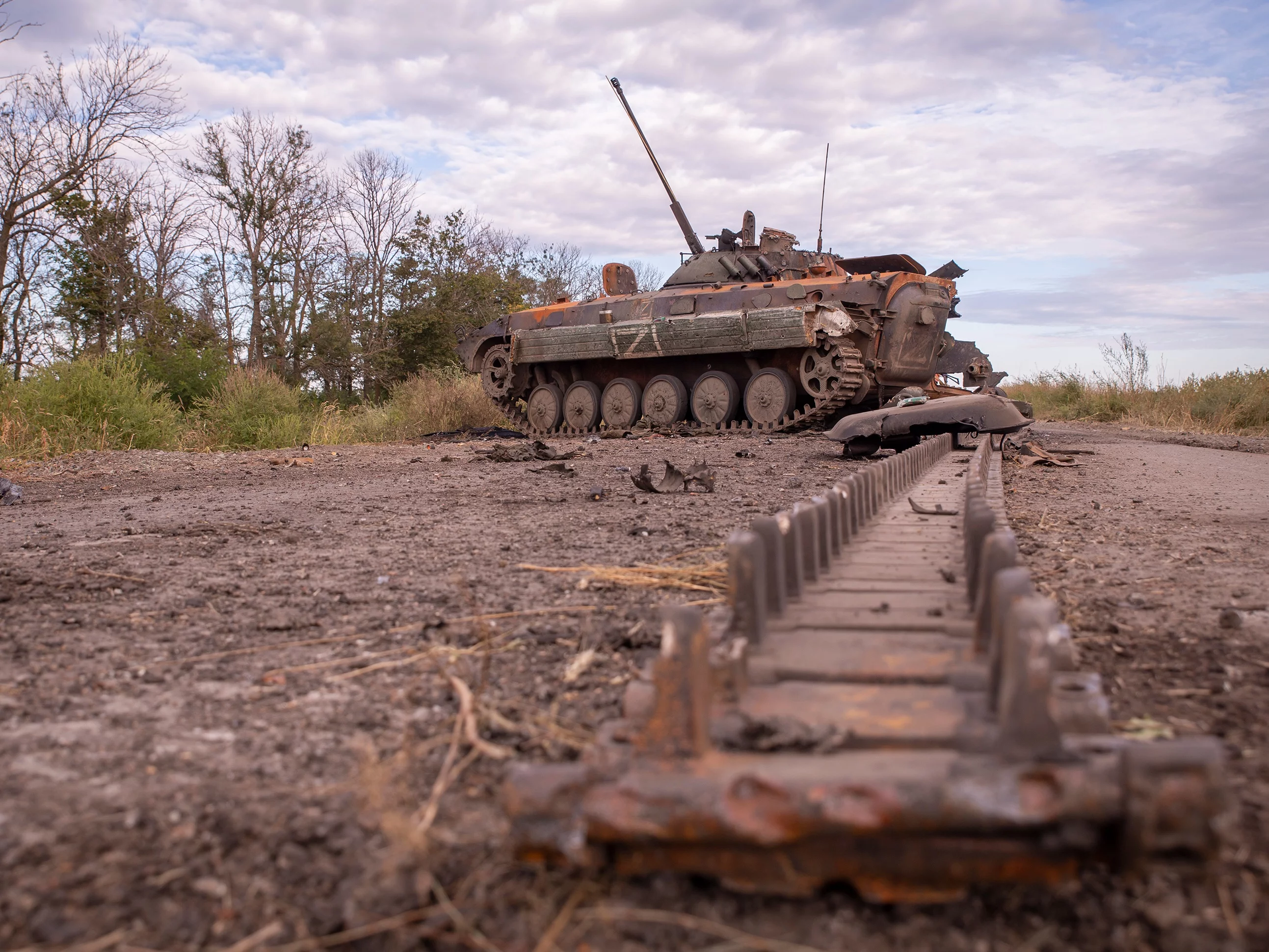 Rosyjski spalony sprzęt na terenach wyzwolonych