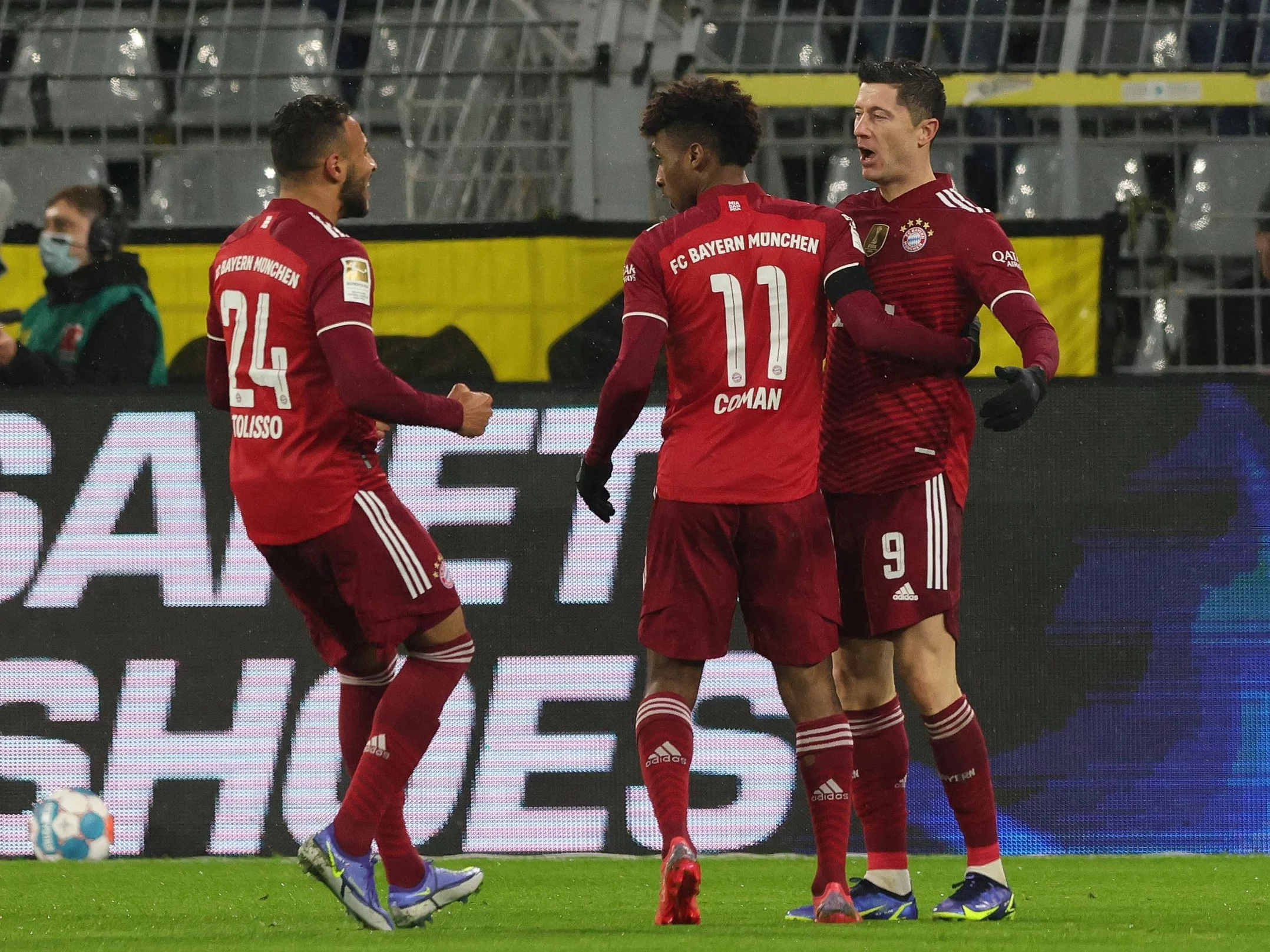 Corentin Tolisso, Kingsley Coman i Robert Lewandowski