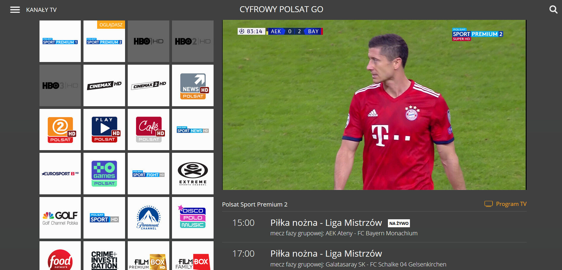 Liga Mistrzów w Cyfrowym Polsacie GO