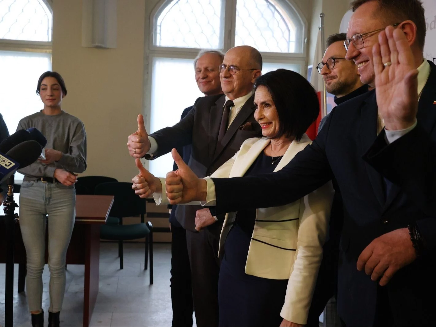 Kandydatka PiS na prezydenta miasta Agnieszka Wojciechowska van Heukelom na konferencji w łódzkiej siedzibie PiS