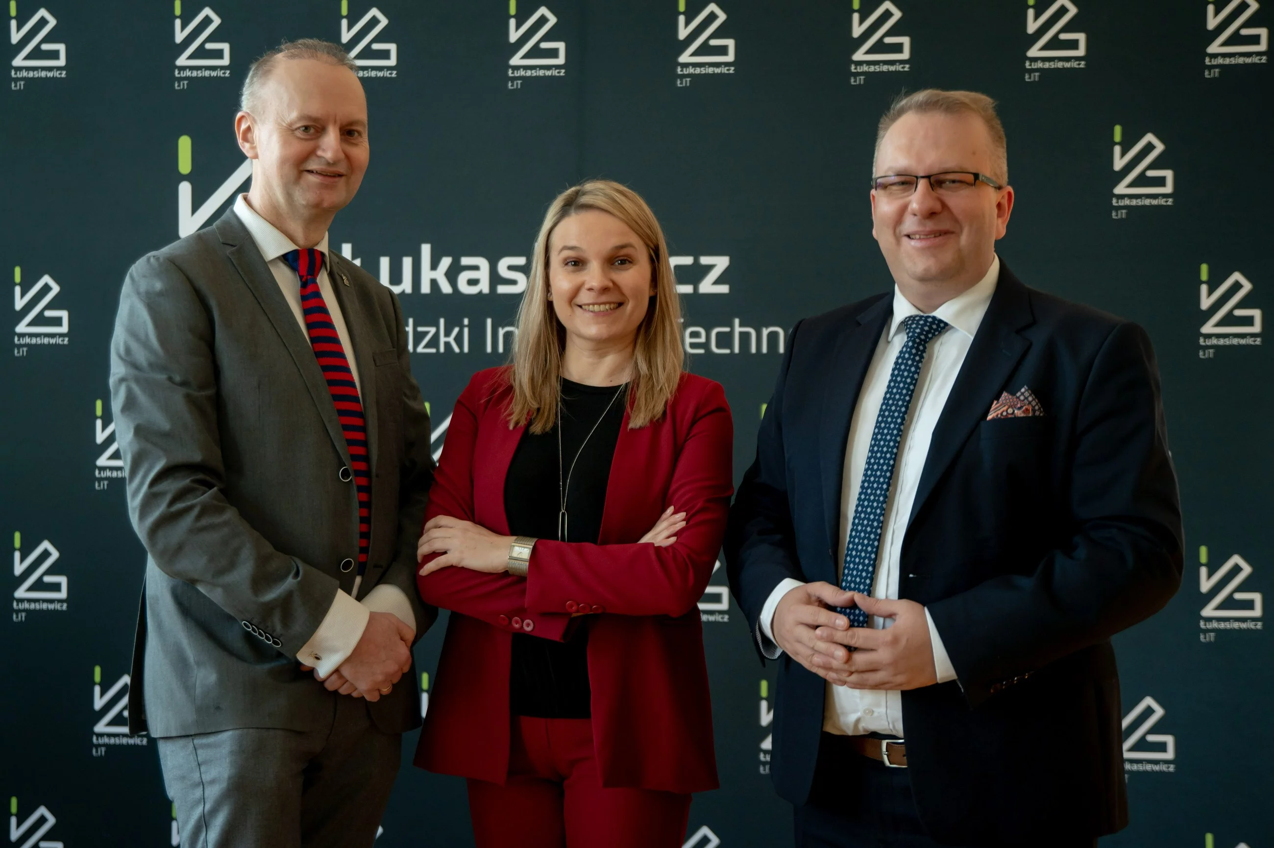 Koordynatorzy projektu – od prawej Radosław Dziuba – dyrektor Ł-ŁIT, Katarzyna Ławińska – dyrktor Centrum B+R, Arkadiusz Adamczyk – zastępca dyrektora ds badawczych Ł-LIT