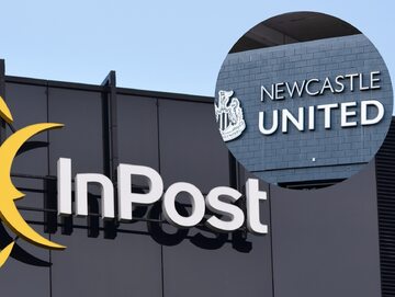 Logo firmy InPost oraz logo Newcastle United