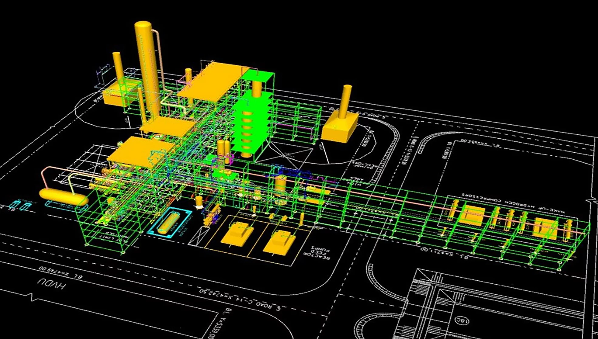 Wstępny Model 3D instalacji Hydrokrakingowego Bloku Olejowego