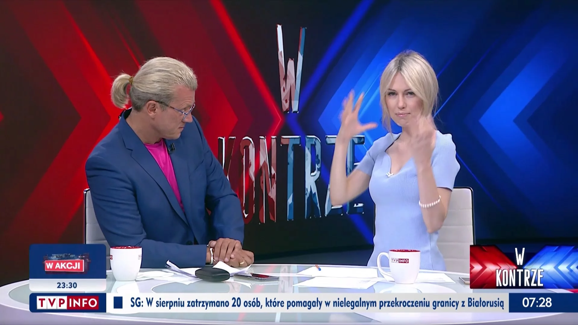 Kadr z programu „W kontrze” w TVP Info