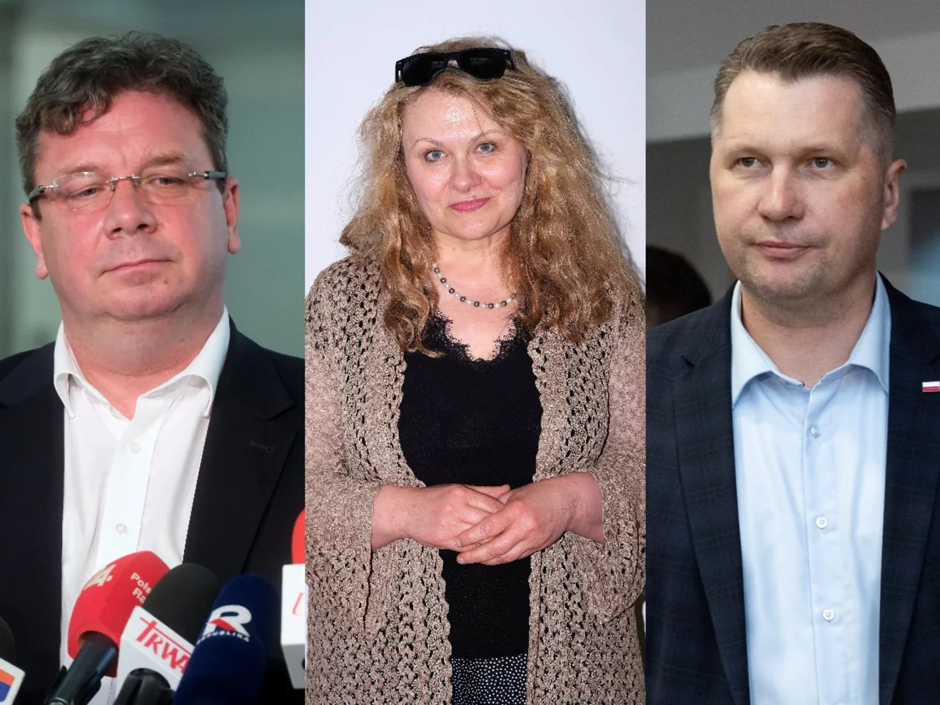 Od lewej: Michał Wójcik (Suwerenna Polska), Katarzyna Piekarska (KO), Przemysław Czarnek (PiS)