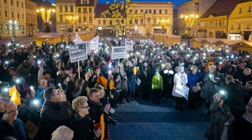 Manifestacja poparcia dla strajku nauczycieli w Rybniku