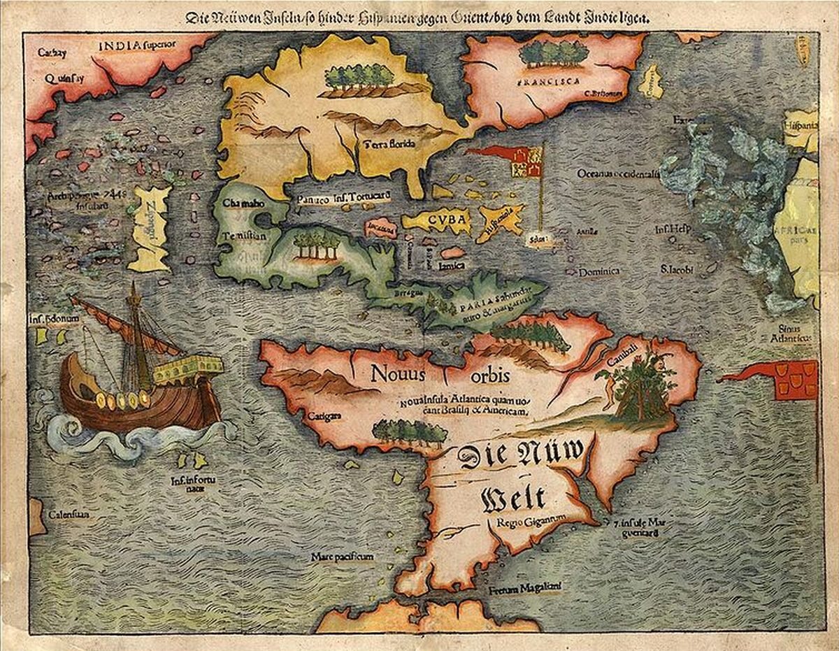 Mapa Nowego Świata opublikowana w 1540 r. przez Sebastiana Münstera