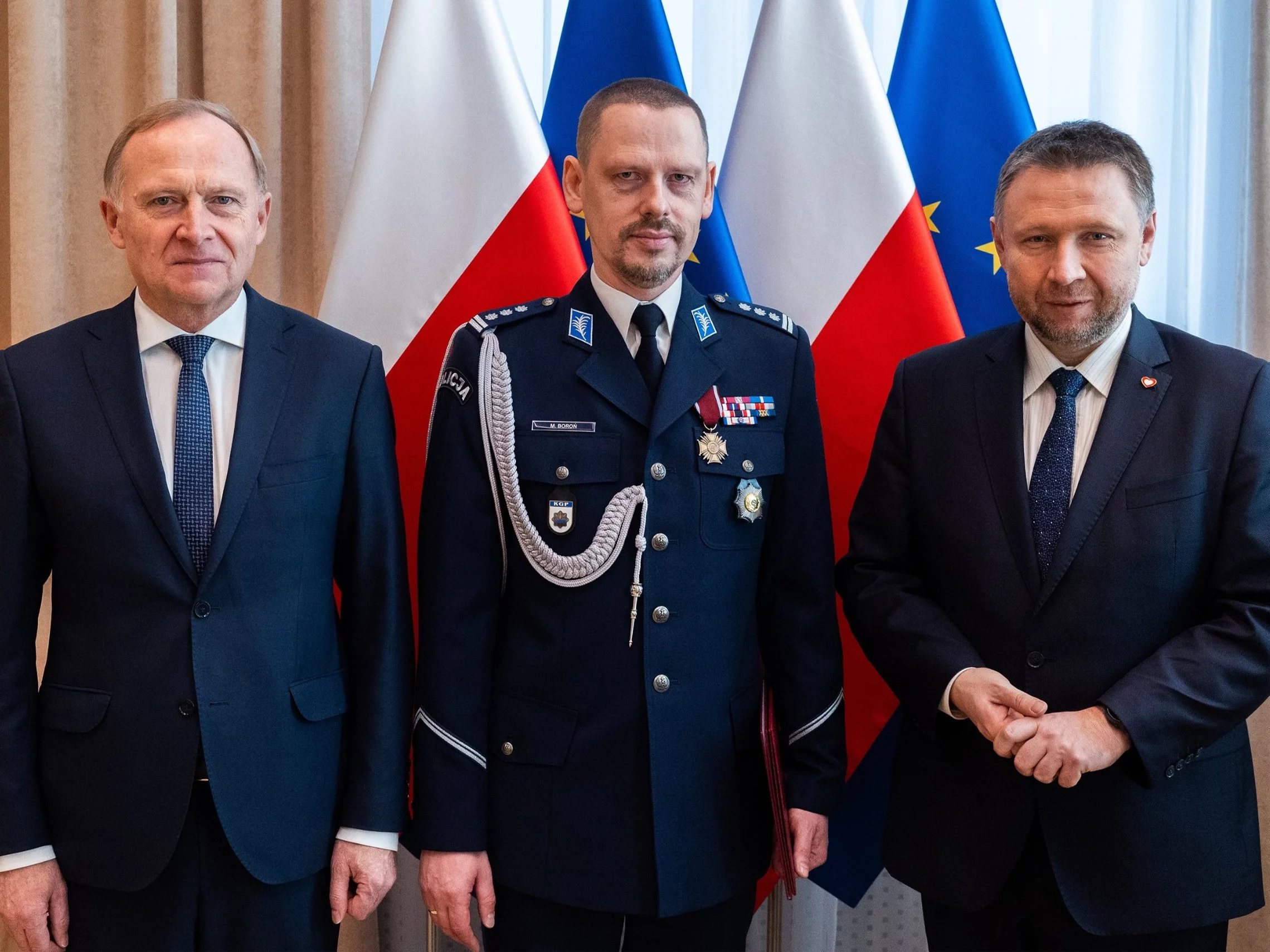 Nowy Komendant Główny Policji insp. Marek Boroń (pośrodku zdjęcia)