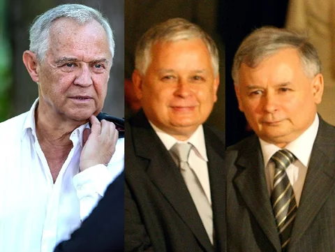 Marek Kondrat oraz Lech i Jarosław Kaczyńscy
