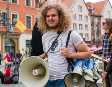 Mariusz Masłosz, aktywista klimatyczny, członek Młodzieżowego Strajku Klimatycznego