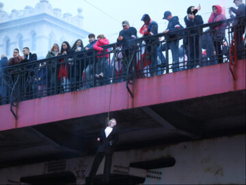 Marsz Niepodległości. Kukła Putina na Moście Poniatowskiego