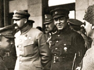 Marszałek Józef Piłsudski i ataman Symon Petlura, którzy zawarli porozumienie polsko-ukraińskie w 1920 r.