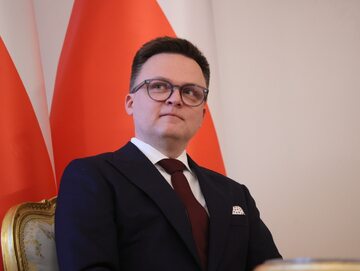 Marszałek Sejmu Szymon Hołownia na spotkaniu z prezydentem Andrzejem Dudą w Pałacu Prezydenckim