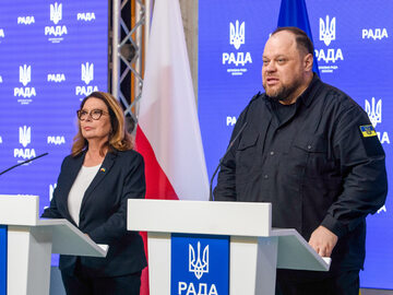 Marszałek Senatu RP Małgorzata Kidawa-Błońska i przewodniczący Rady Najwyższej Ukrainy Rusłan Stefańczuk