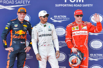 Max Verstappen, Lewis Hamilton i Kimi Raikkonen